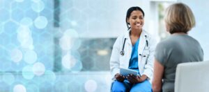 woman discusses options for MAT 