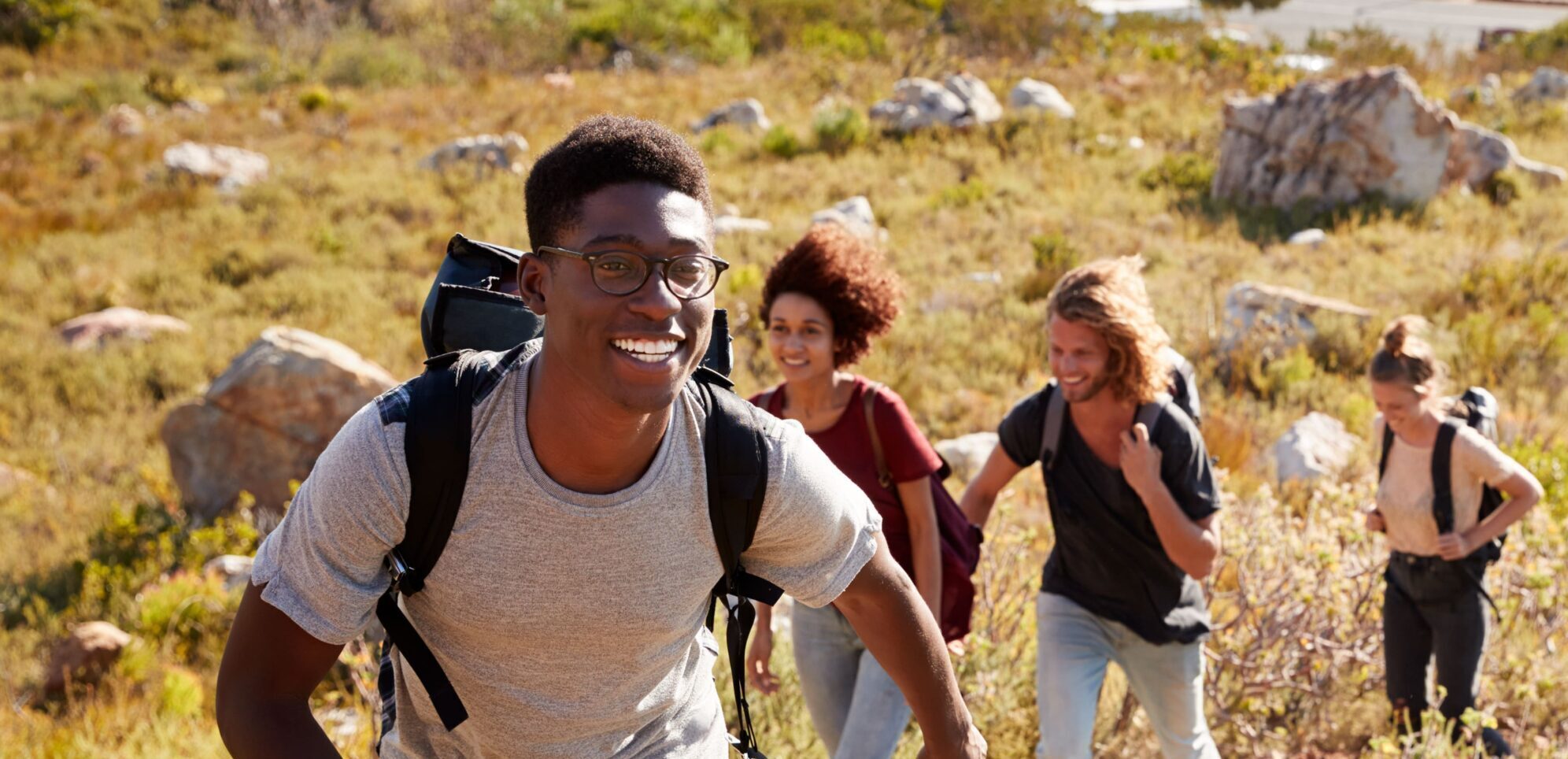 A group enjoys hiking during experiential therapies in Atlanta.